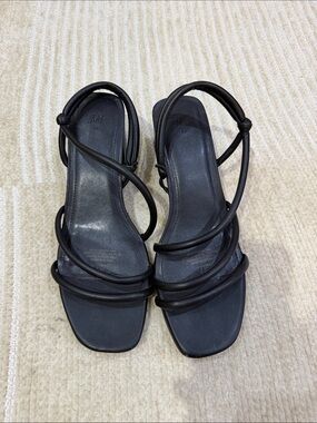H&M Black Strappy Square-Toe Heeled Sandals